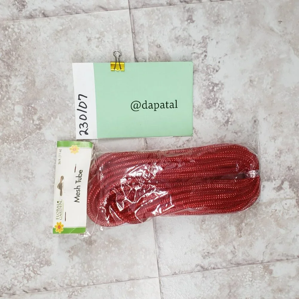 Arts Crafts Decorative Floral Garden Mesh Garland Plastic Red Tubing 36 ft